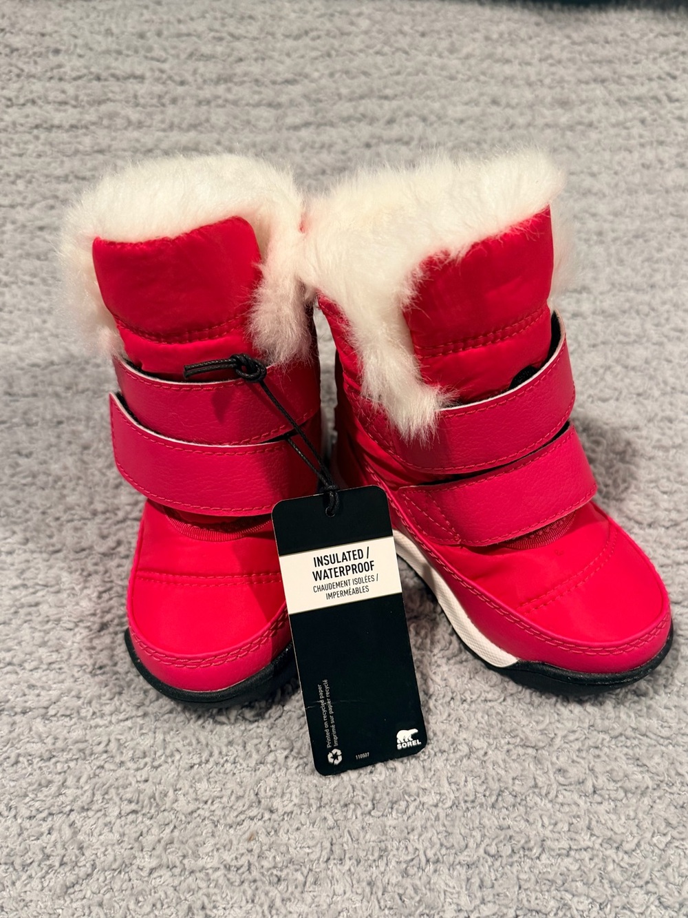 Sorel Kids Pink Waterproof Insulated Snow Boots with Faux Fur Cuffs